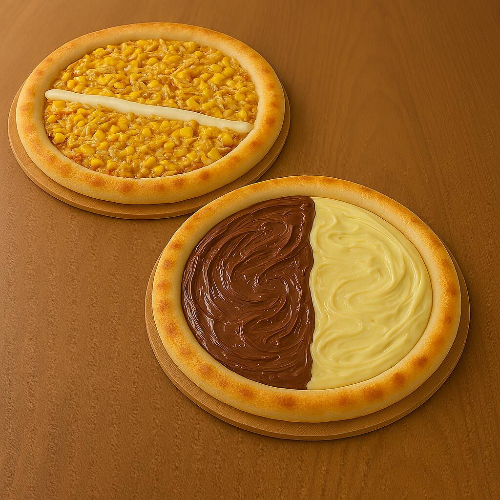 Duas pizzas grandes, oito pedaços $169