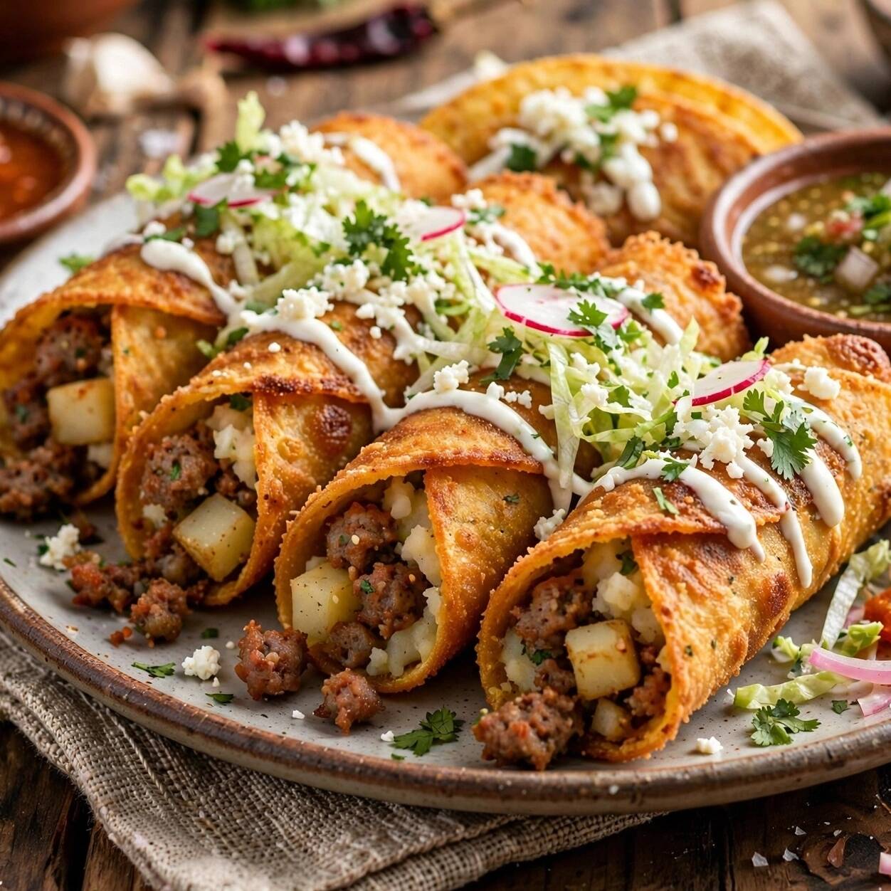 Tacos Dorados De Papa Con Longaniza