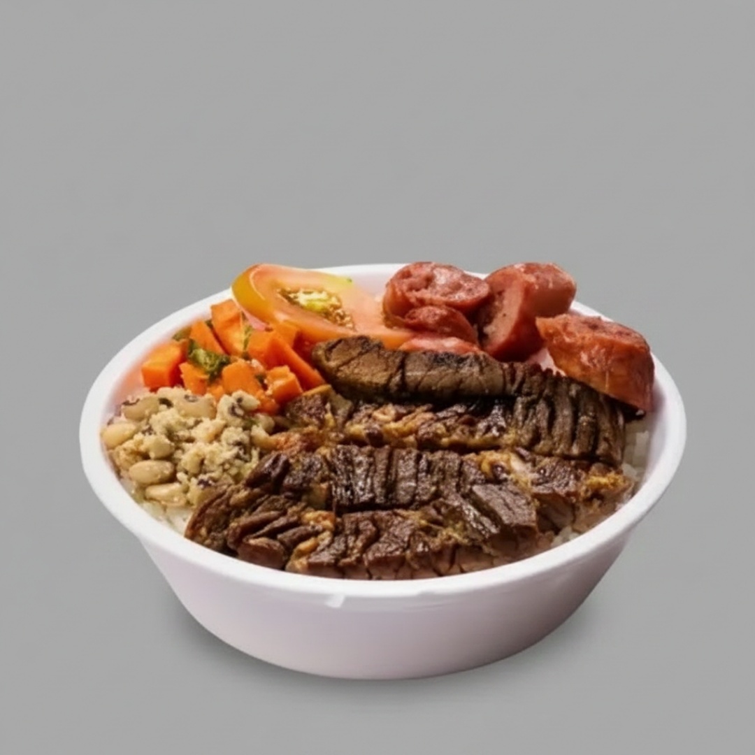+ 4 acompanhamentos - arroz feijao tropeiro macarao salada do dia