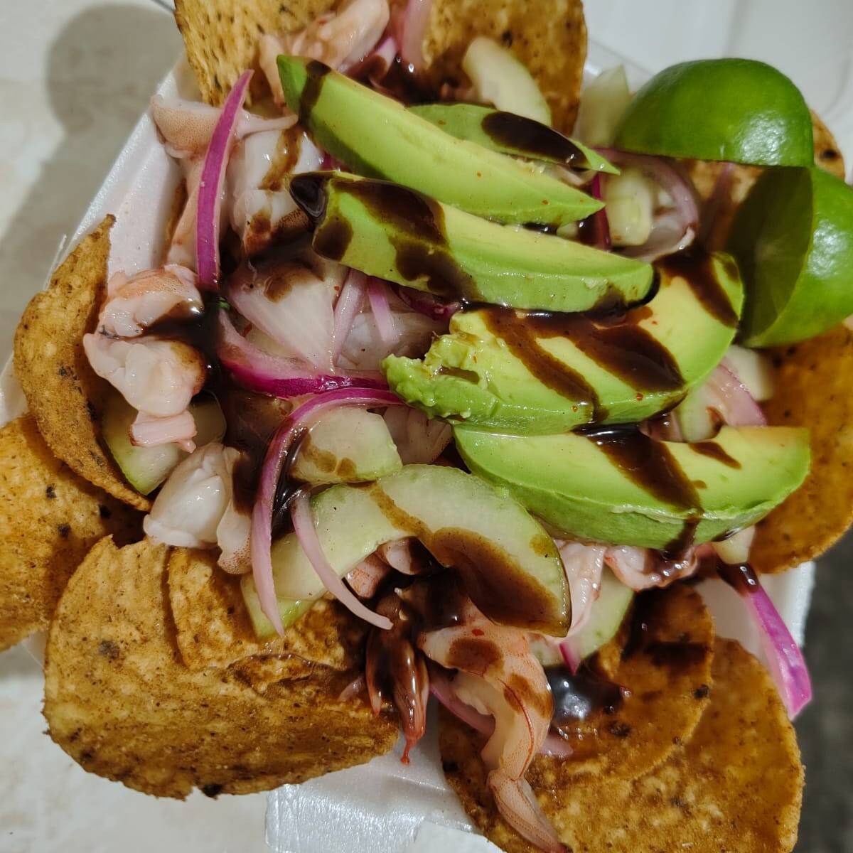 TostiAguachile camaron chiltepin