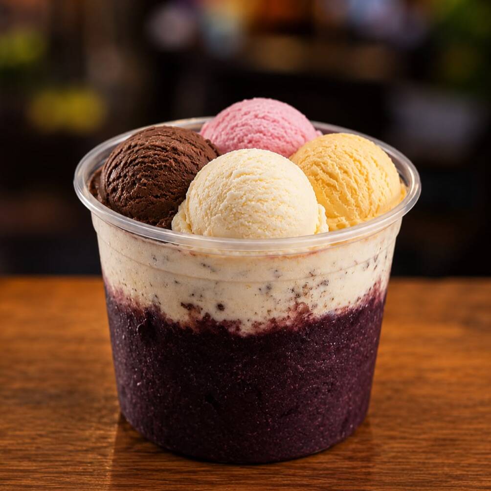 1,5 Litro de Açaí batido exclusivo do Marujo com Sorvete a escolha (50% Sorvete + 50% Açaí)