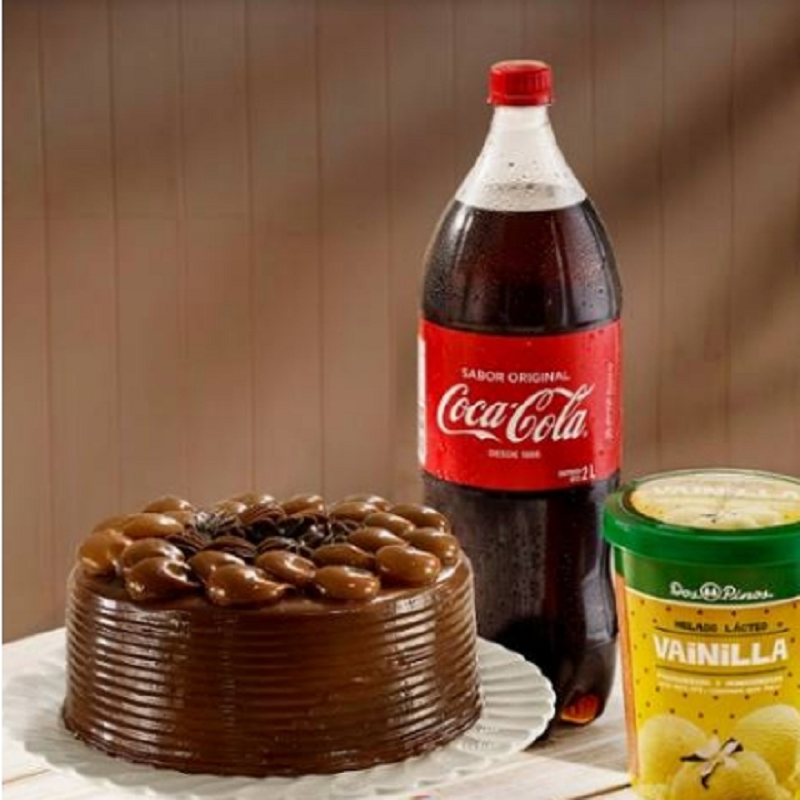 Paq. Fiestero Torta Gde + Coca 1.5 + Helado
