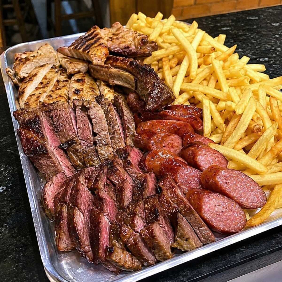 de brinde vai vinagrete e farofa serve bem até 6 pessoas