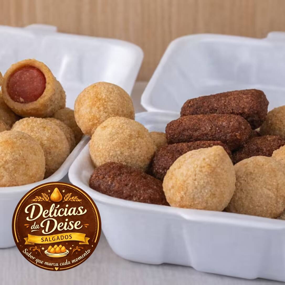 15 coxinhas, 10 maravilhas, 15 risoles e 10 quibes