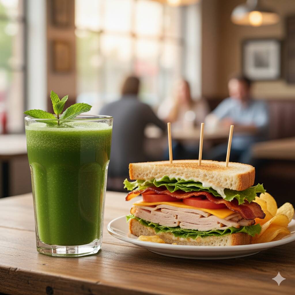 Combo de Sándwich Americano y Jugo Verde