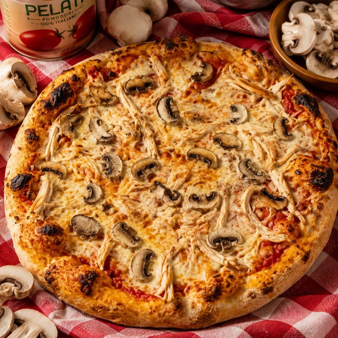 Pizza Pollo con Champiñones