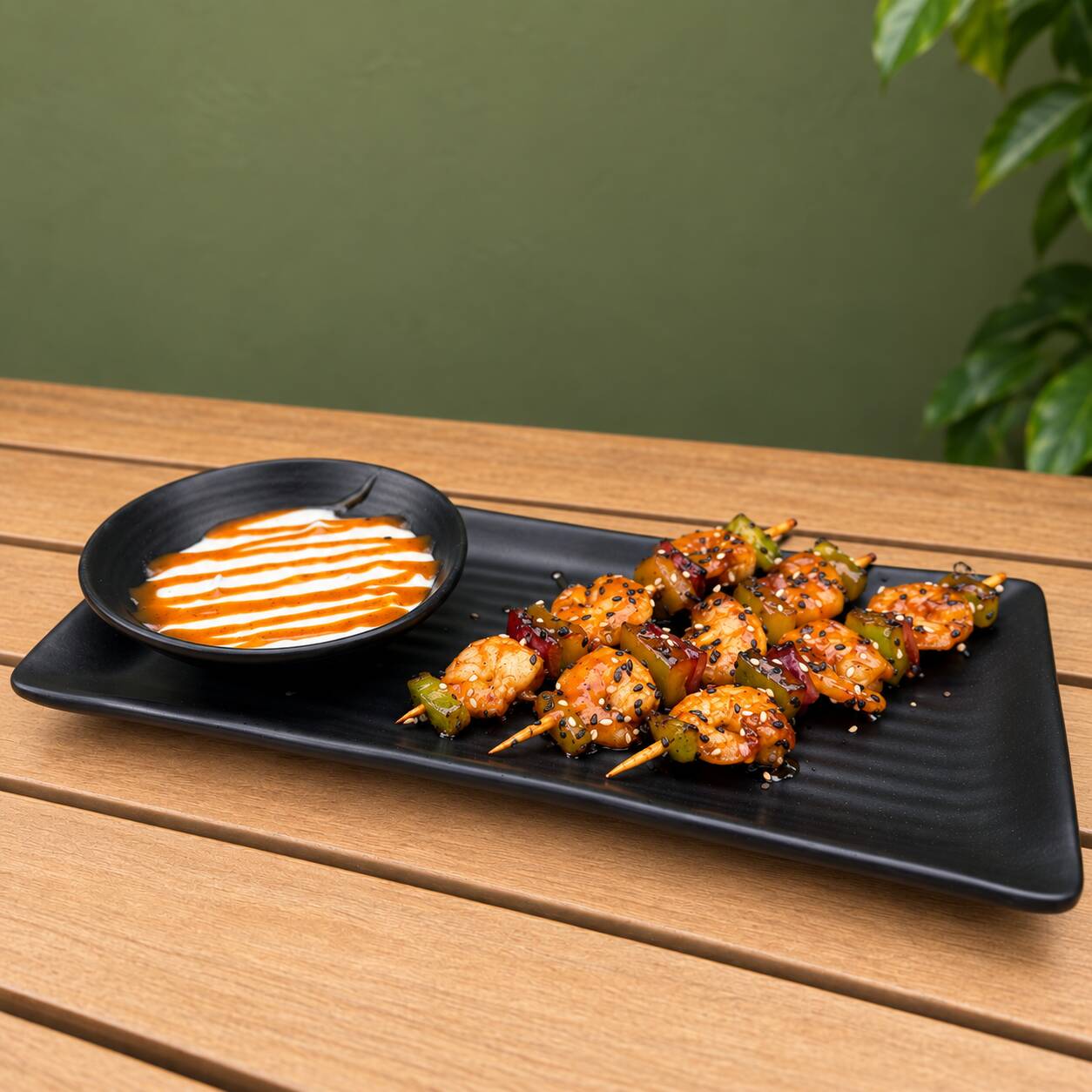 Kushiages de Camarón en Teriyaki