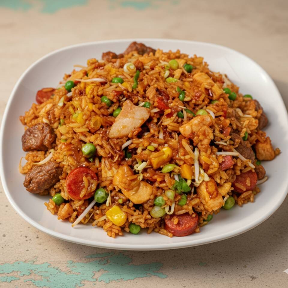 Arroz mixto + Ensalada + Refresco (natural)