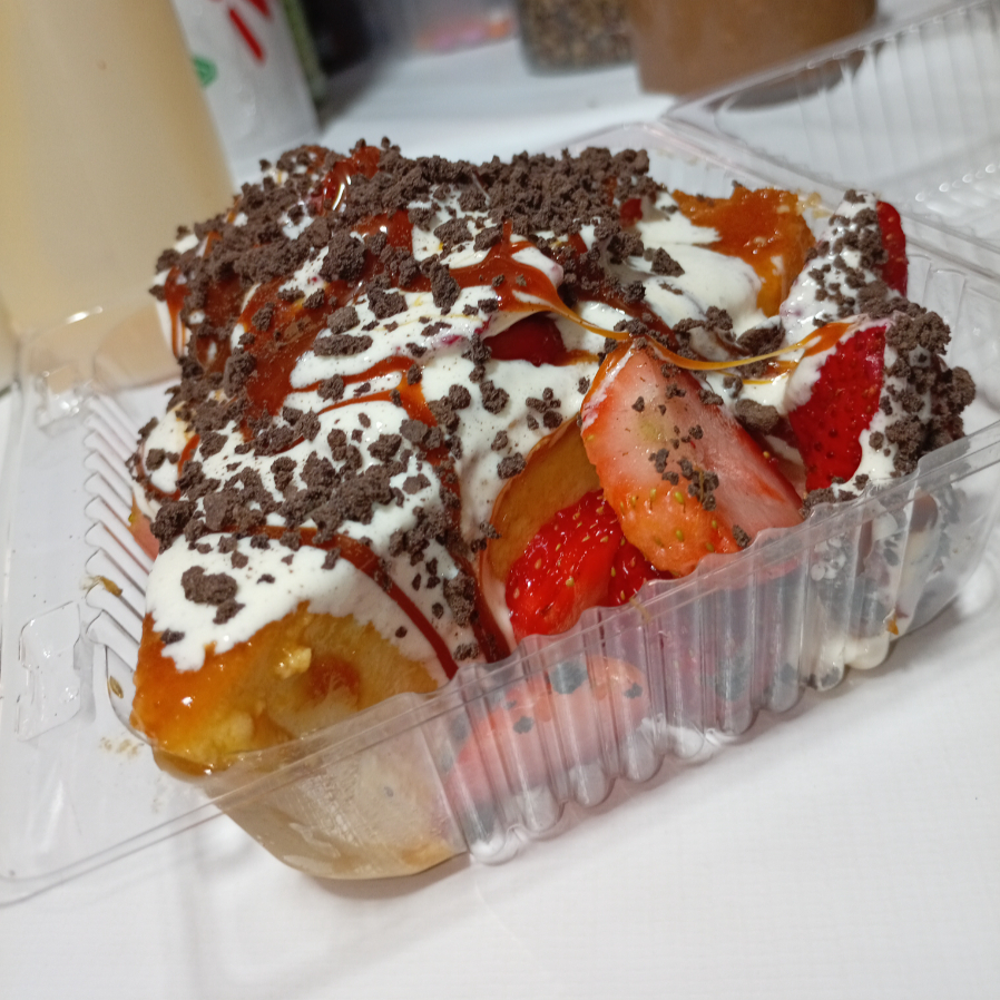 FRESAS CON CREMA CON FLAN NAPOLITANO