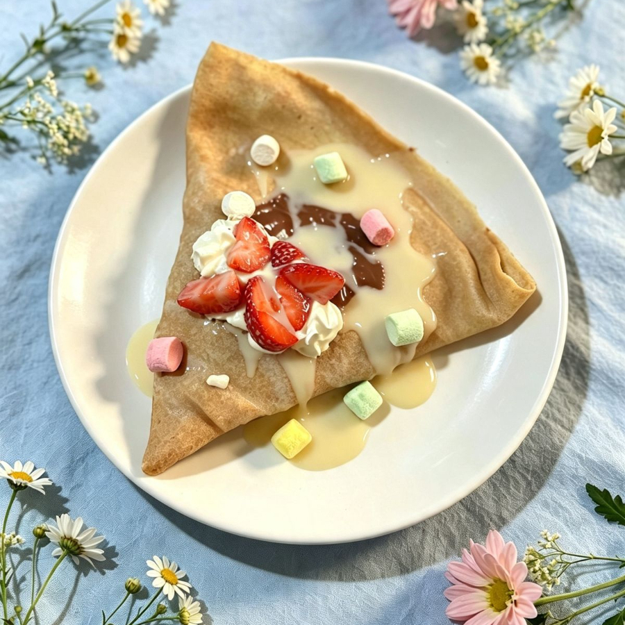 Crepa fresas con crema.
