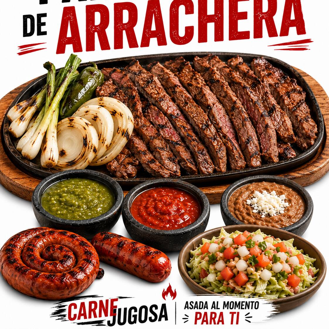 Parillada de Carne Arrachera Jugosa, 500gr