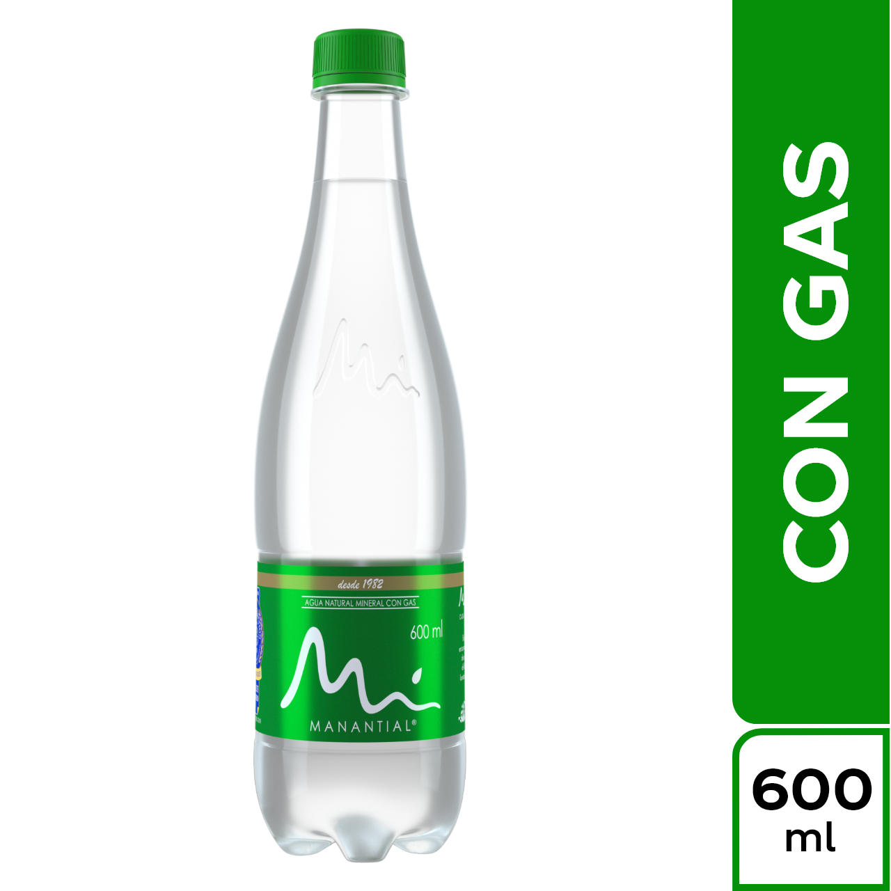 Agua Manantial con gas.