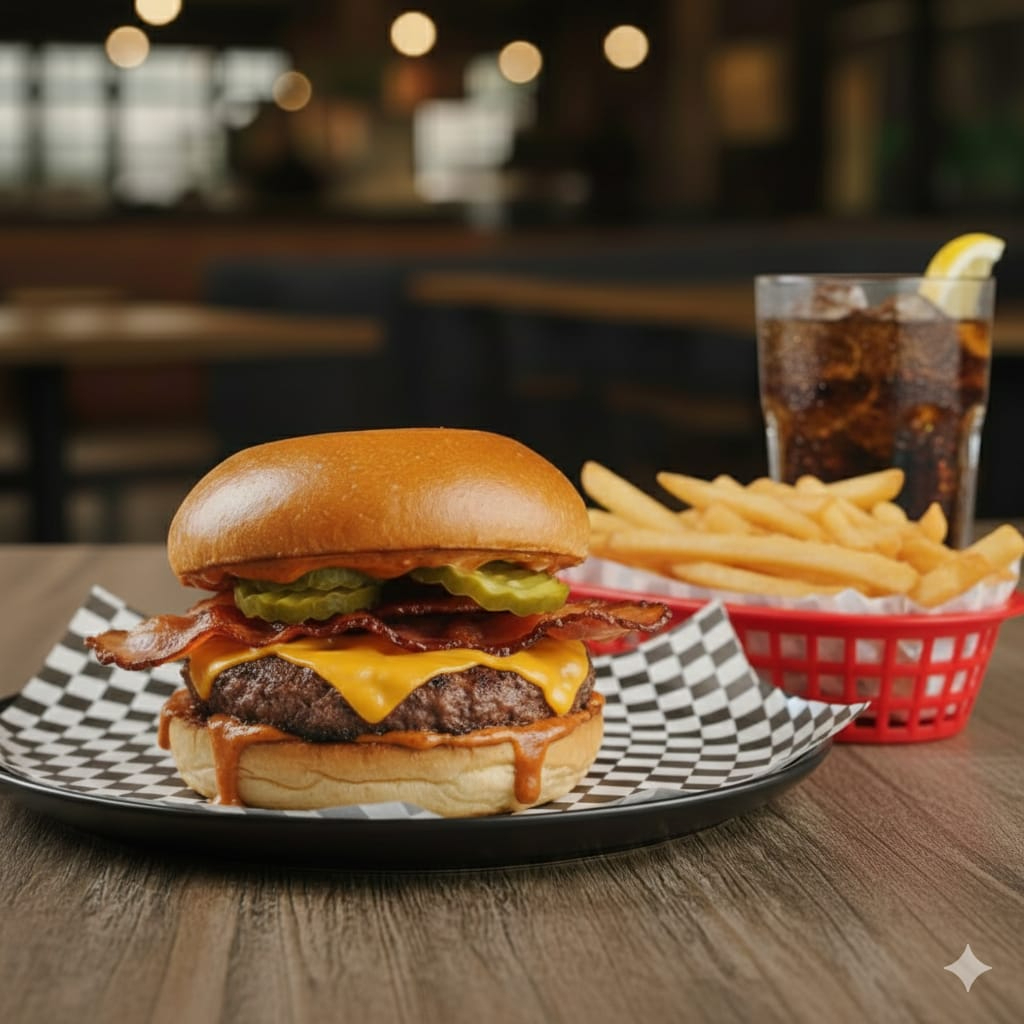 Hamburguesa Chesse Bacon Sencilla en Combo