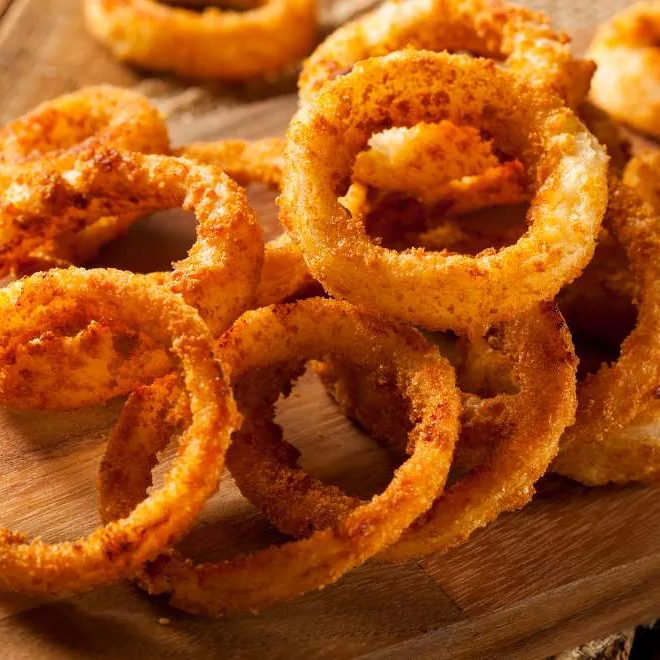 10 UNIDADES DE CEBOLA EMPANADA, ASSADAS SEM OLÉO, MAIS SAUDAVEIS