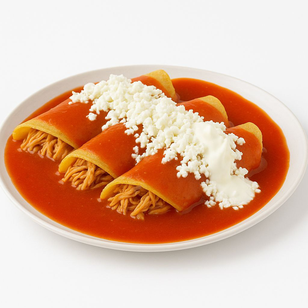 Enchiladas Rojas con Pollo