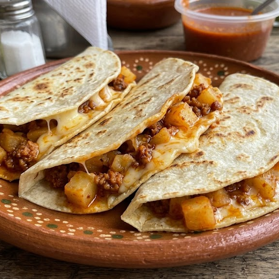 Quesadillas de Harina Papas con Chorizo