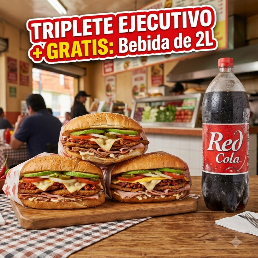 Triplete Ejecutivo + GRATIS: Red Cola de 2L
