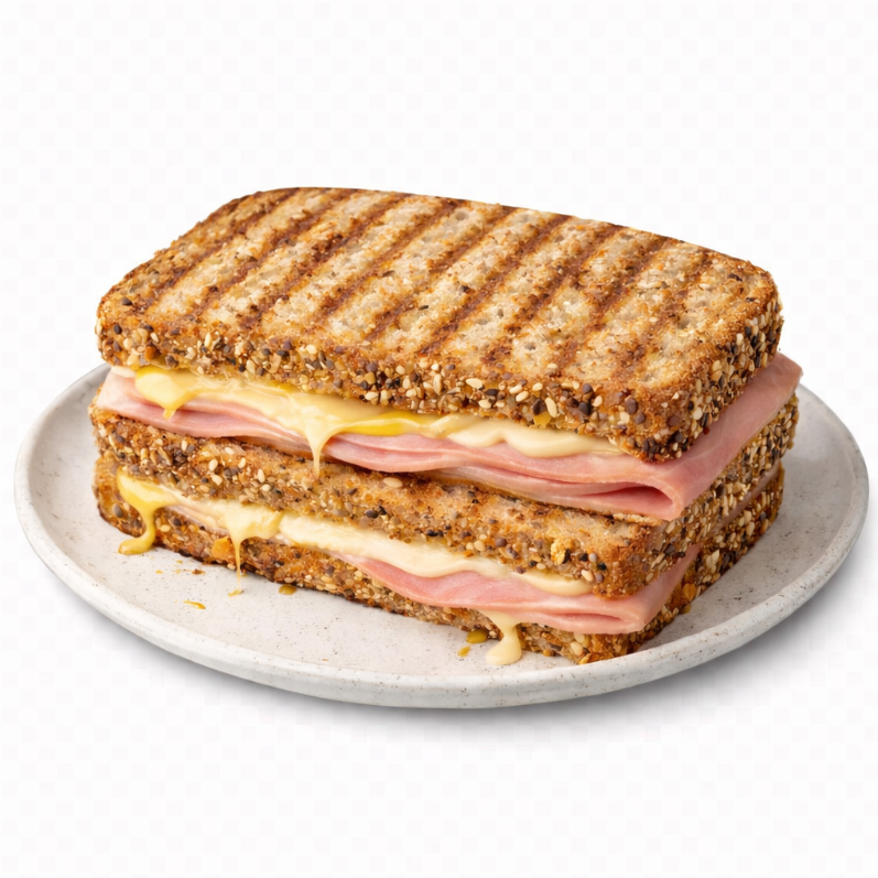 Sandwich multigrano de jamon y queso