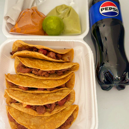 5 TACOS DISCADA Y PEPSI 600 ML