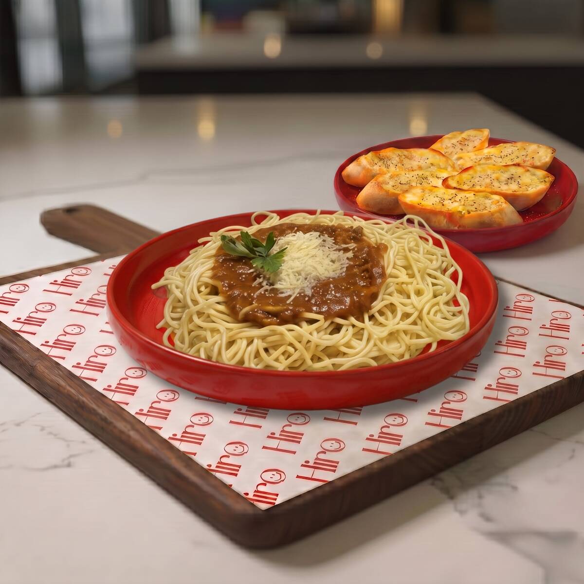 Spaguetti + 4 Panes al Ajo