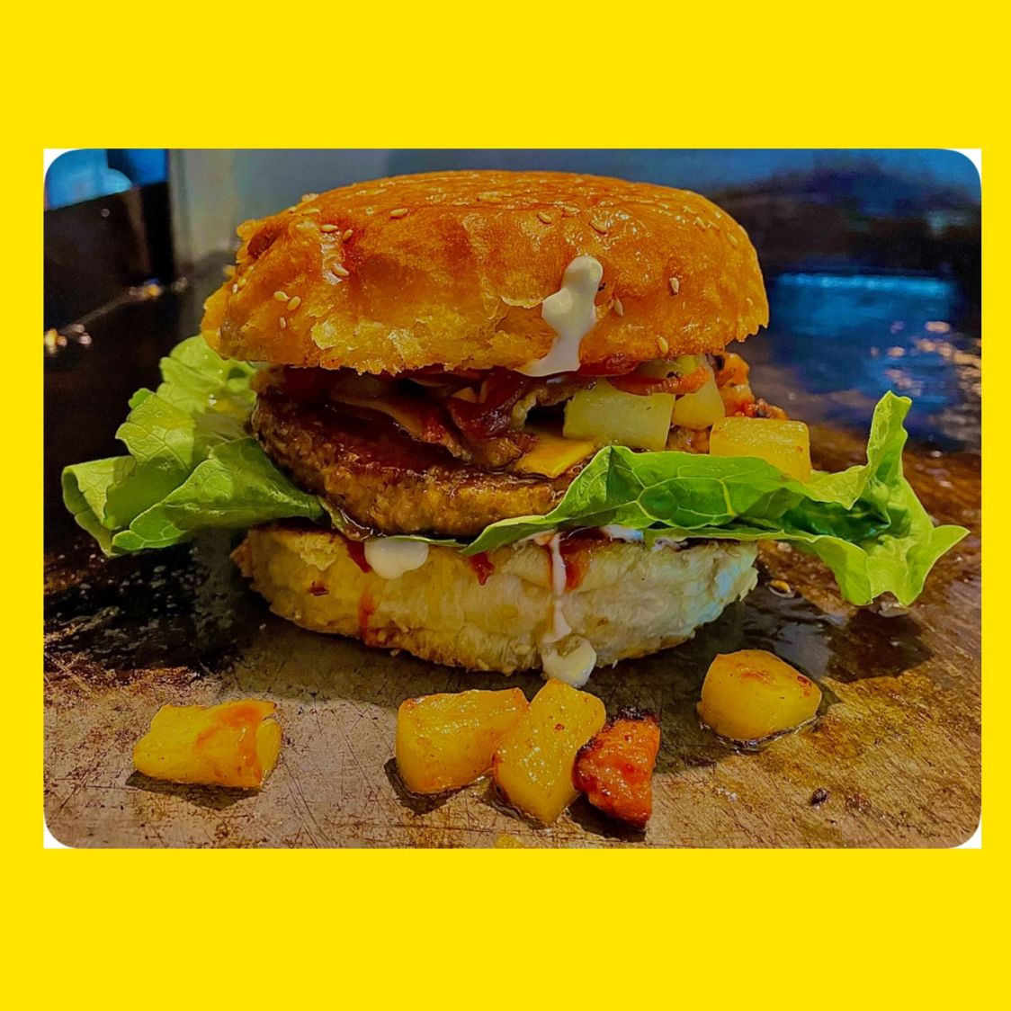 Hamburguesa Hawaiana Con Papas