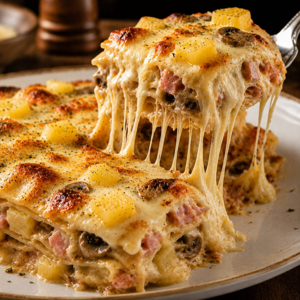 Lasaña Hawaiana con Champiñones
