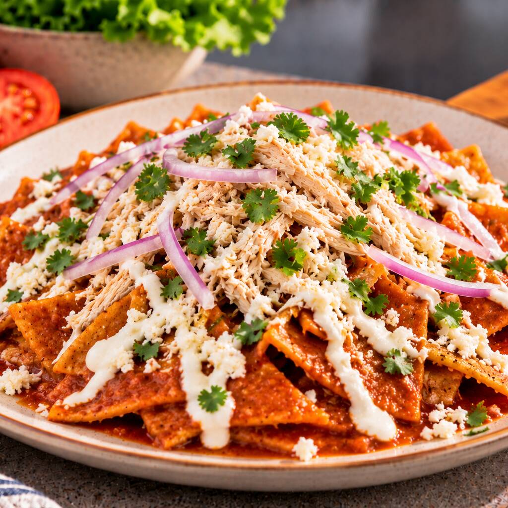 Chilaquiles Rojos con Pollo
