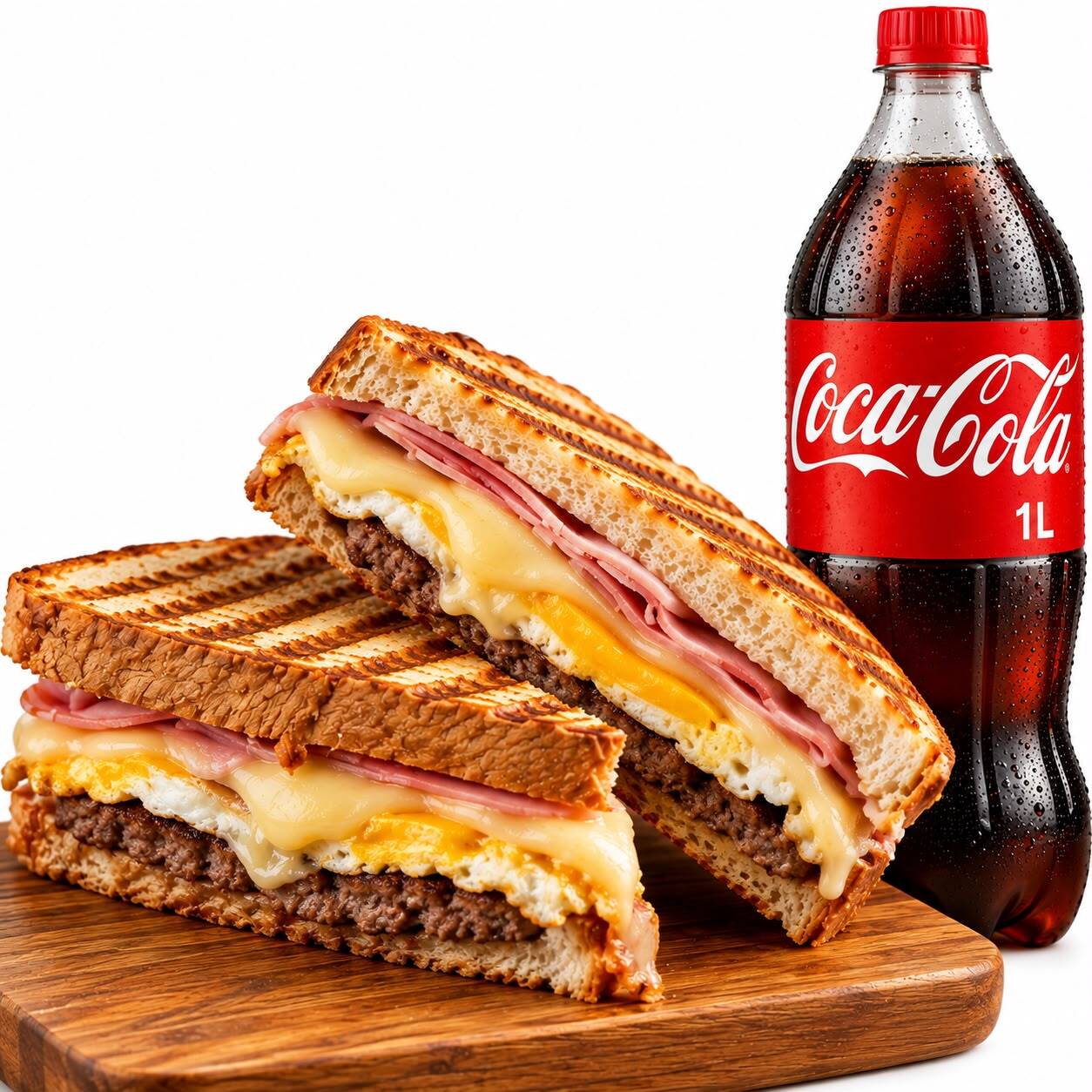2 sanduiches completão (pão de forma) + coca cola 1l