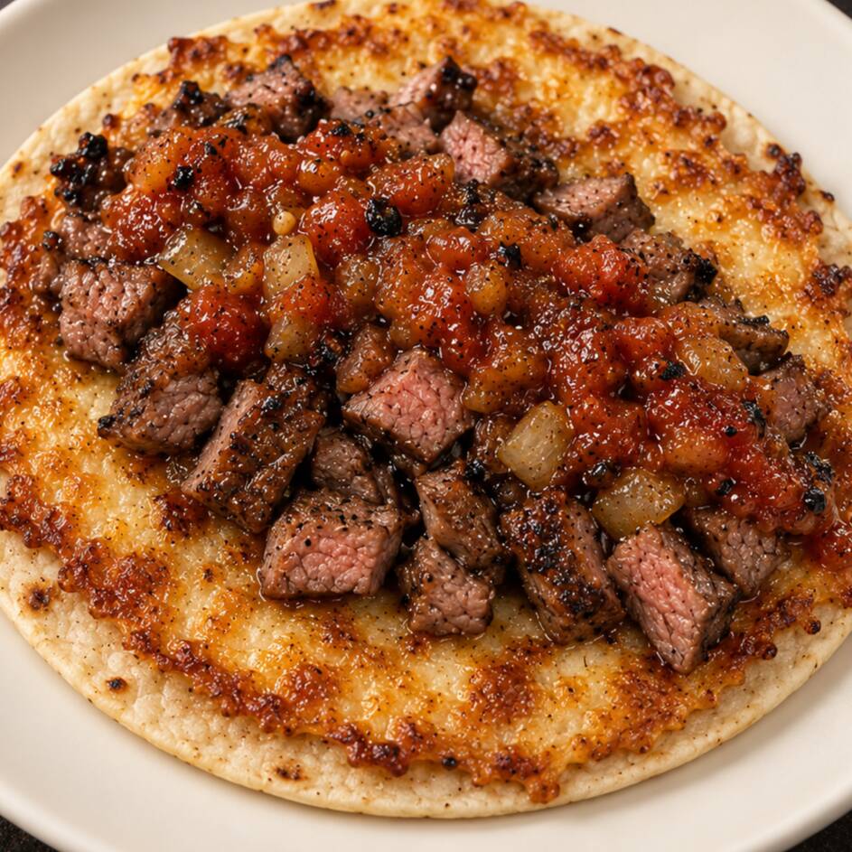 Costra de Queso con Carne Asada | Harina