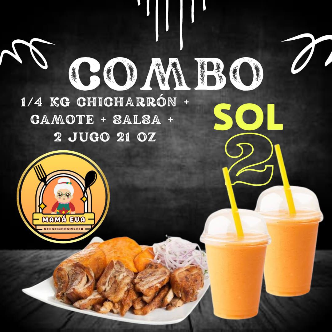 Chicharron 1/4 Kg + 2 Jugo