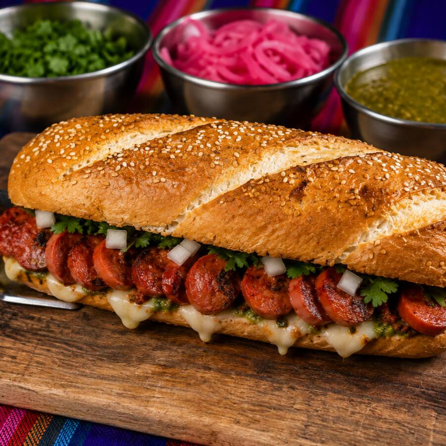 Baguette de chistorra con aguacate