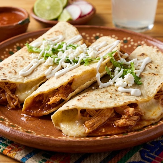Quesadillas de Maíz Pollo en Tinga