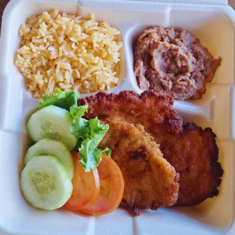 Platillo Milanesa de Pollo Empanizada Arroz