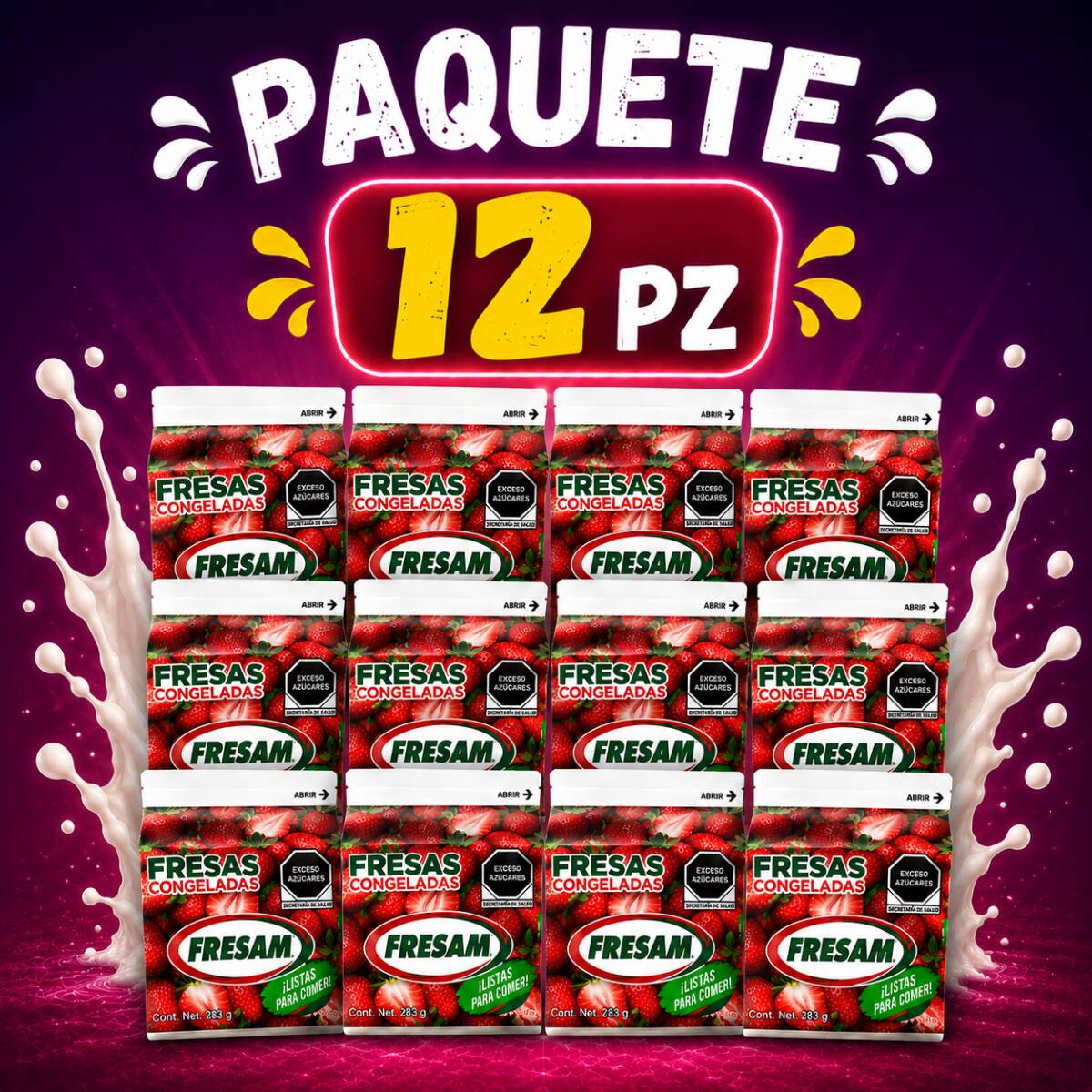 12 Cajitas de Fresas (Agregar Crema si Requiere)