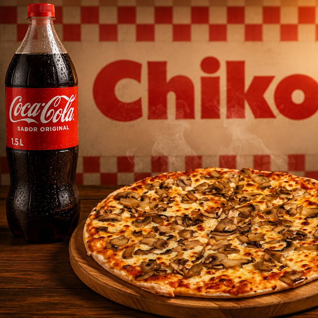 Pizza Small Champiñones 8 Porciones Coca Cola 1.5