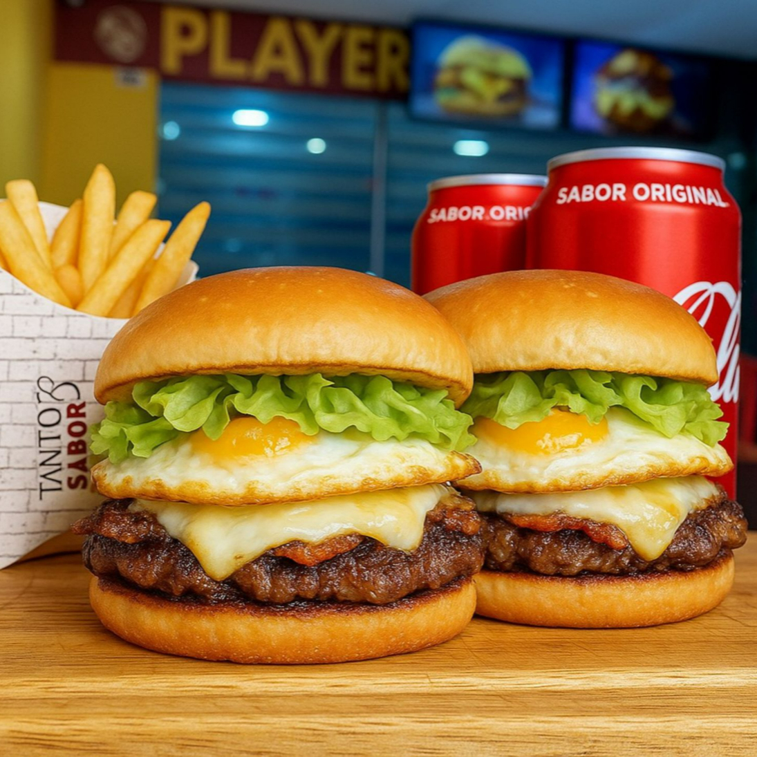 Você vai adorar essa mistura louca de sabores ! Pão Brioche , Carne Artesanal 60g , queijo Prato derretido , presunto , ovo , Tomate , alface , picles , cebola picadinha e nossa deliciosa maionese caseira . + Batata 80g + 2 coca Lata .