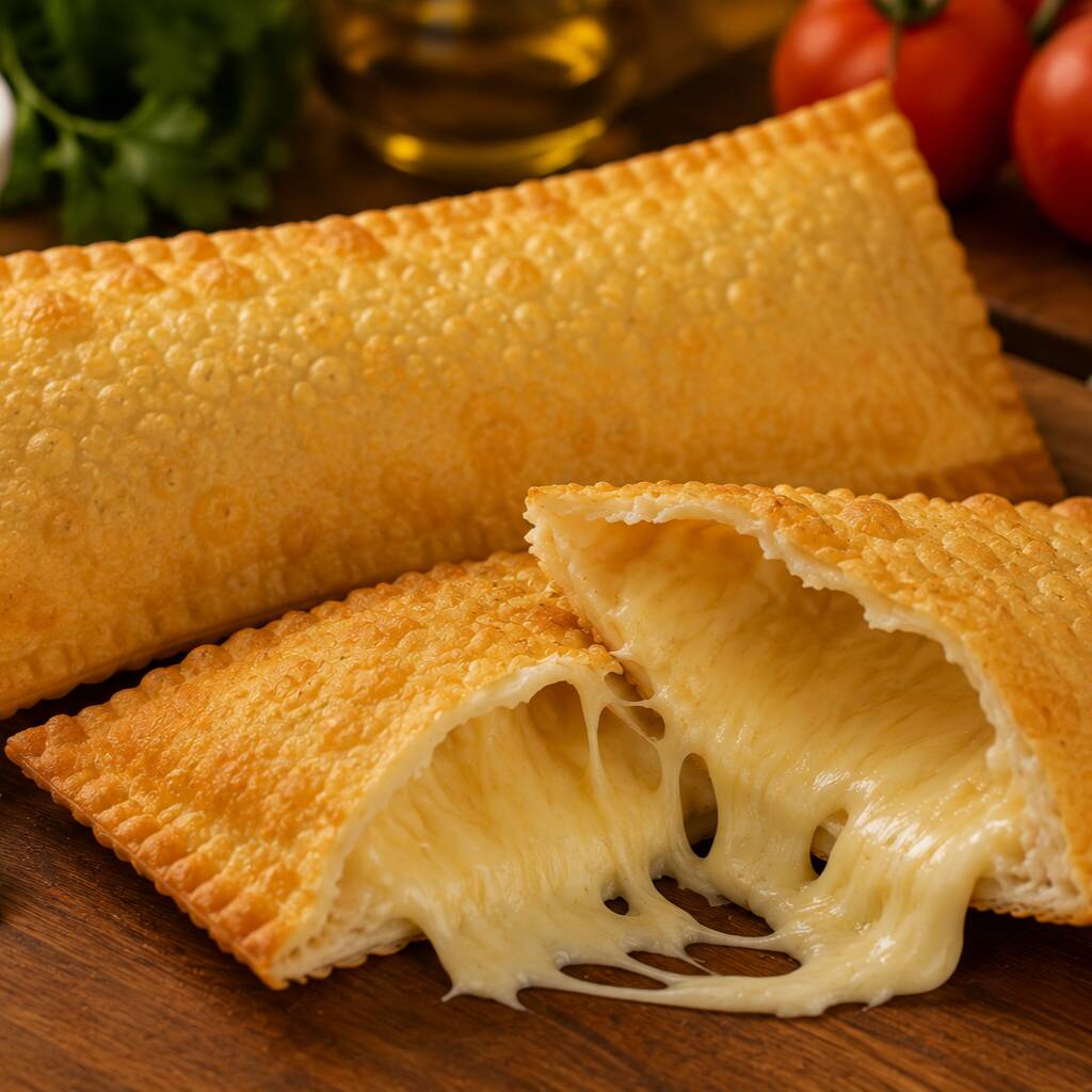 Mussarela bem derretida e cremosa, envolvida em uma massa douradinha, sequinha e super crocante. Simples, clássico e irresistível! 🤤