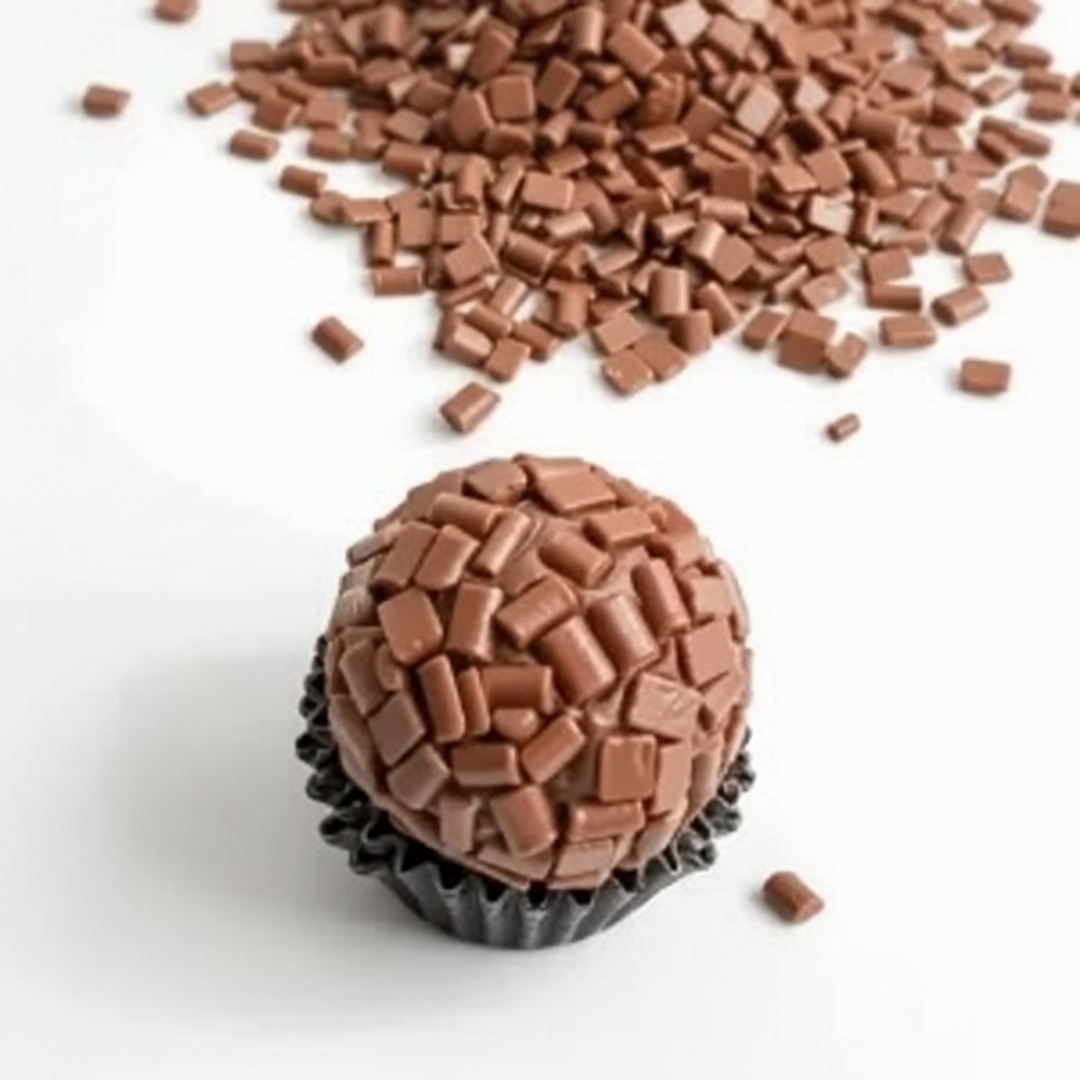 Um delicioso brigadeiro de chocolate belga ao leite..