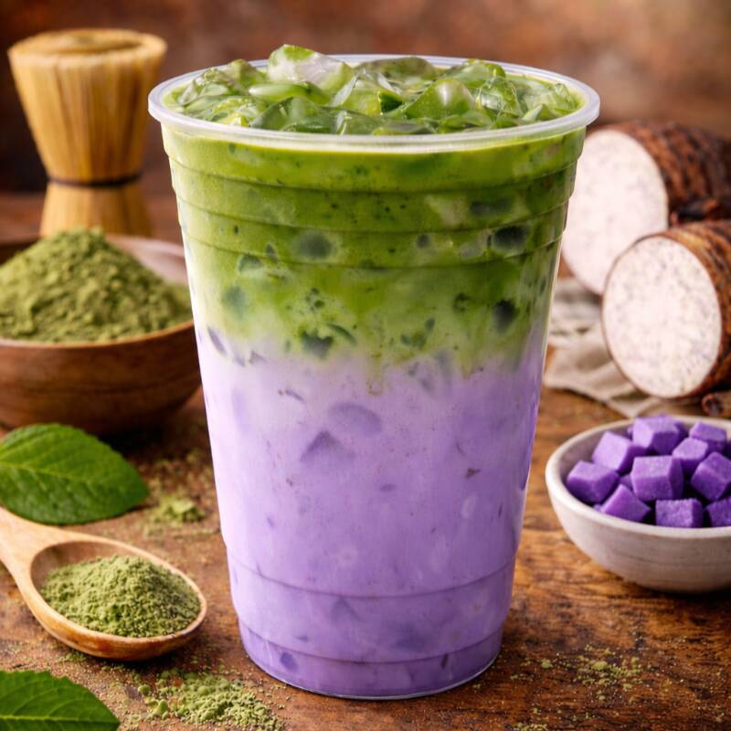 Iced Taro Matcha Swirl
