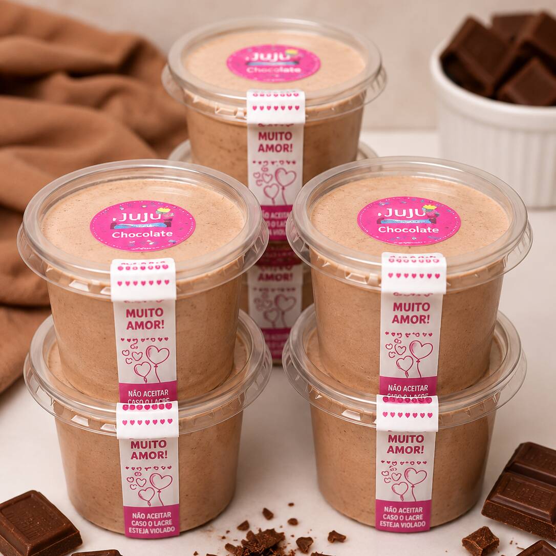 Sorvete de chocolate artesanal, cremoso e cheio de sabor. Feito com ingredientes selecionados, tem textura macia e sabor marcante de chocolate. Perfeito para quem procura uma sobremesa gelada e irresistível.
