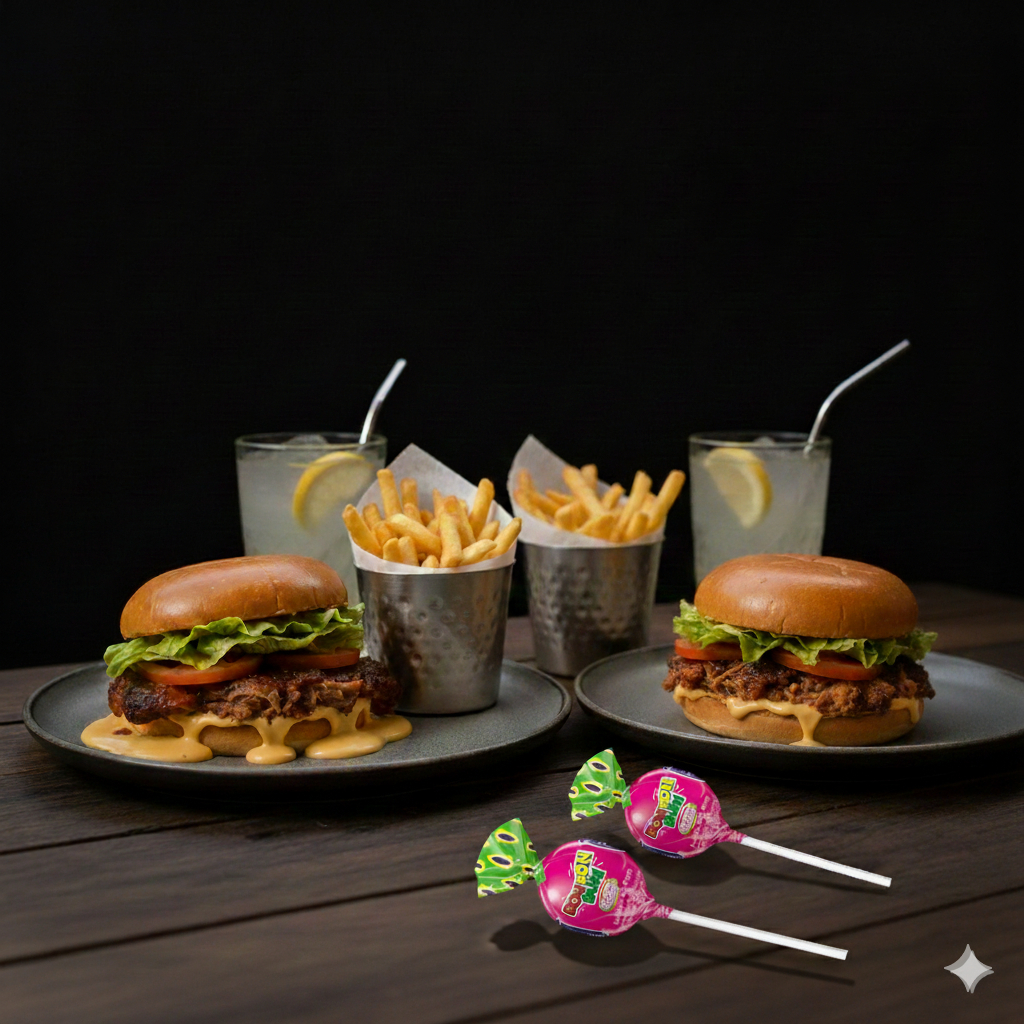 2 Burger Feid+ 2 Postres+ 2Papas+ 2 Bebidas