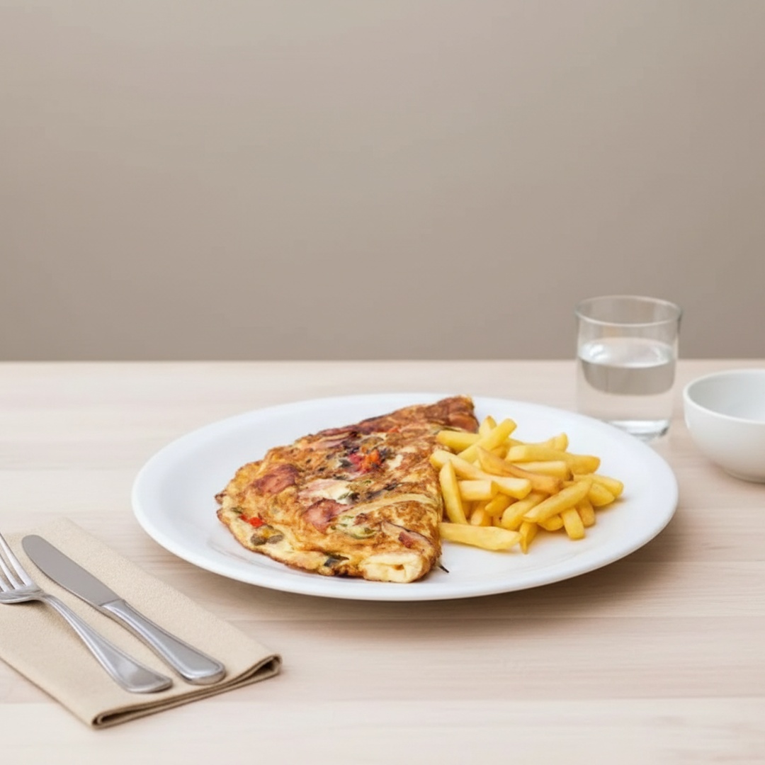 Acompanha: Arroz, Feijão, Omelete, Batata Frita e Salada