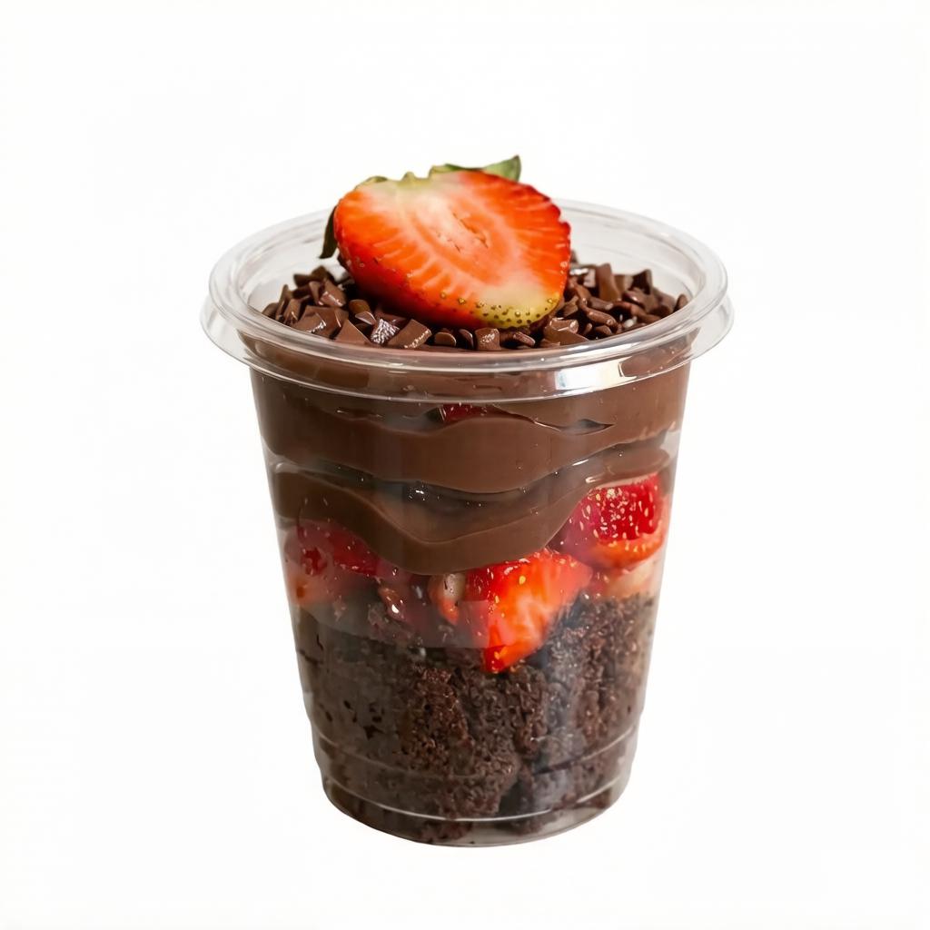 brownie creme de chocolate morangos frescos