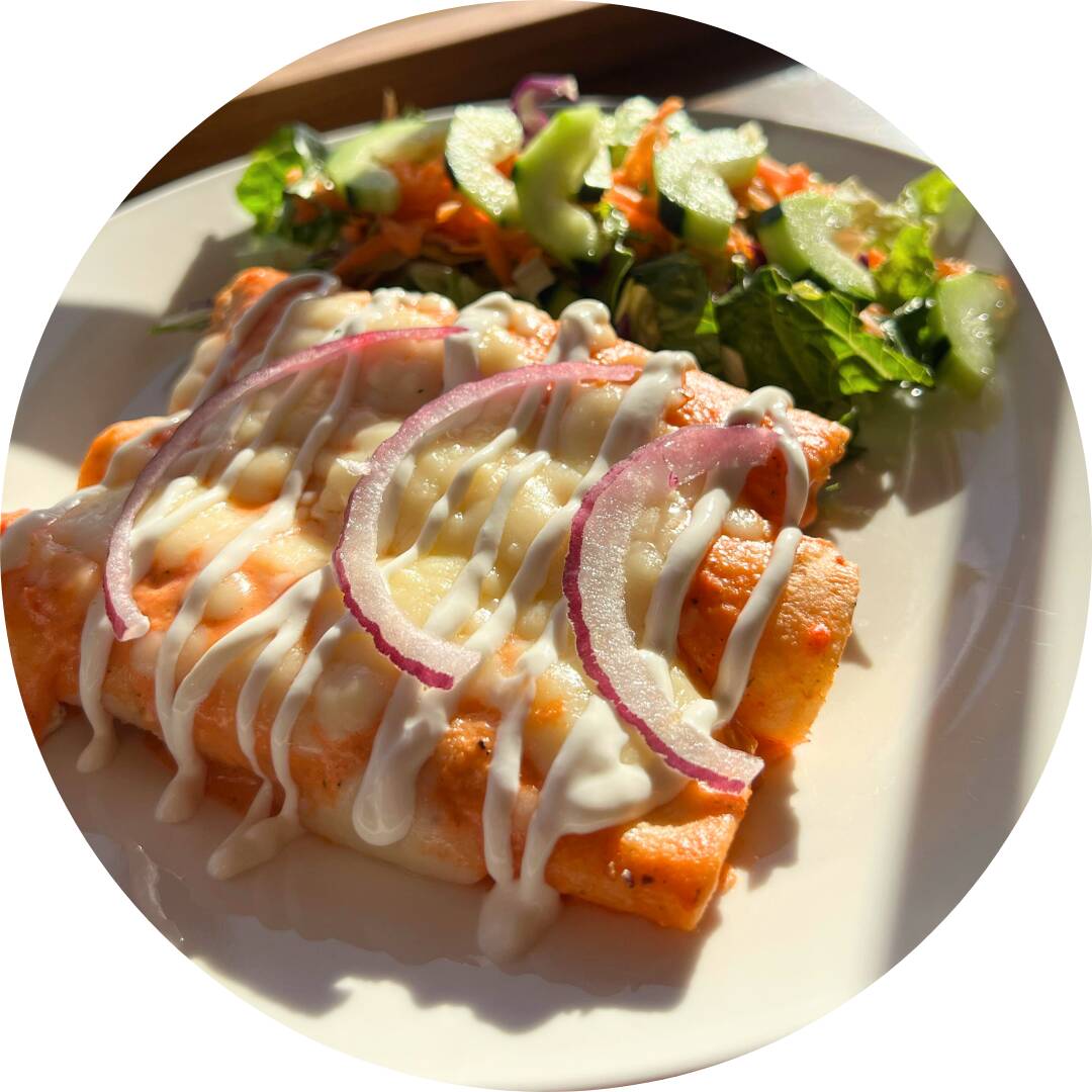 3 ENCHILADAS SUIZAS CON 2 GUARNICIONES
