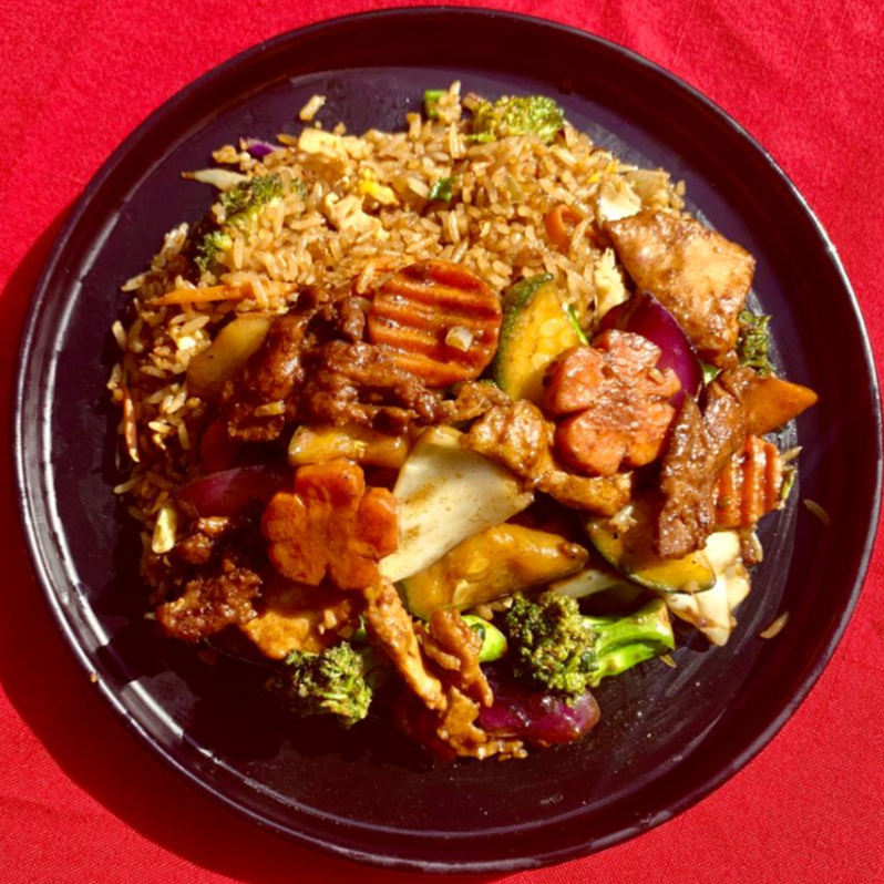 Vegetales Res con Arroz