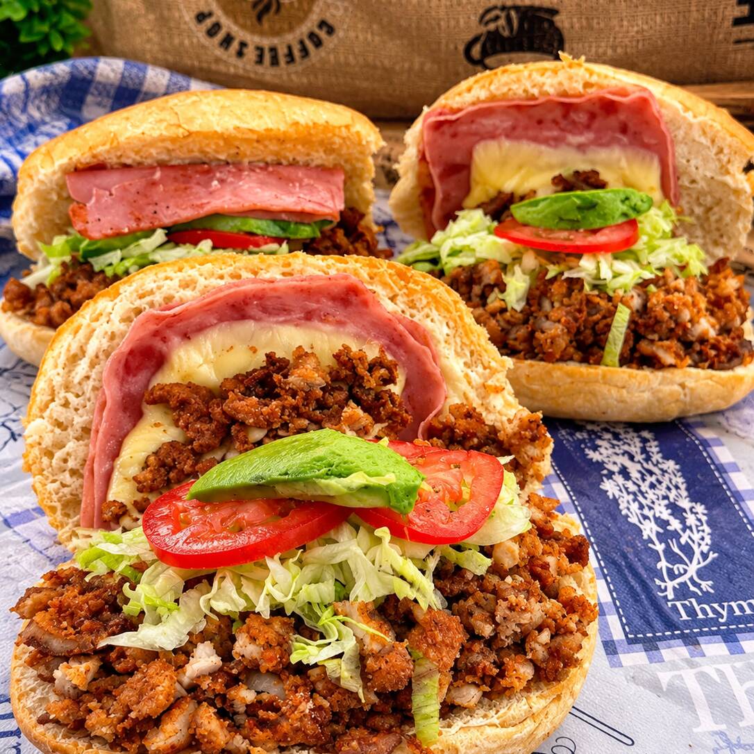 Torta Mixta de Asada, Jamón y Queso