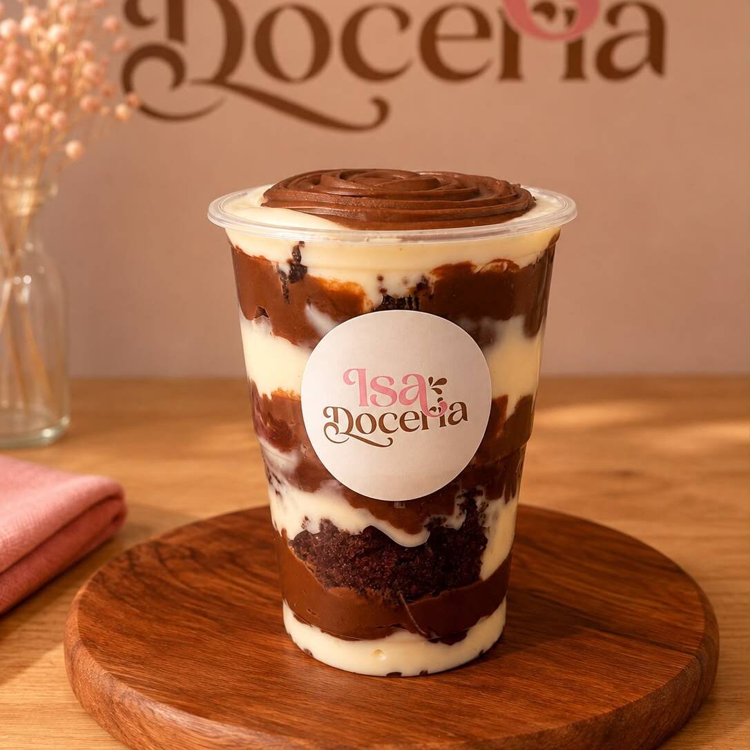 Copo da Felicidade com Pedaços de Brownie, Creme de Ninho e Nutella: uma sobremesa que é pura tentação! Deliciosos pedaços de brownie macios se misturam com um cremoso creme de leite Ninho e a irresistível Nutella. Cada camada é uma explosão de sabor, com texturas que se complementam perfeitamente.
