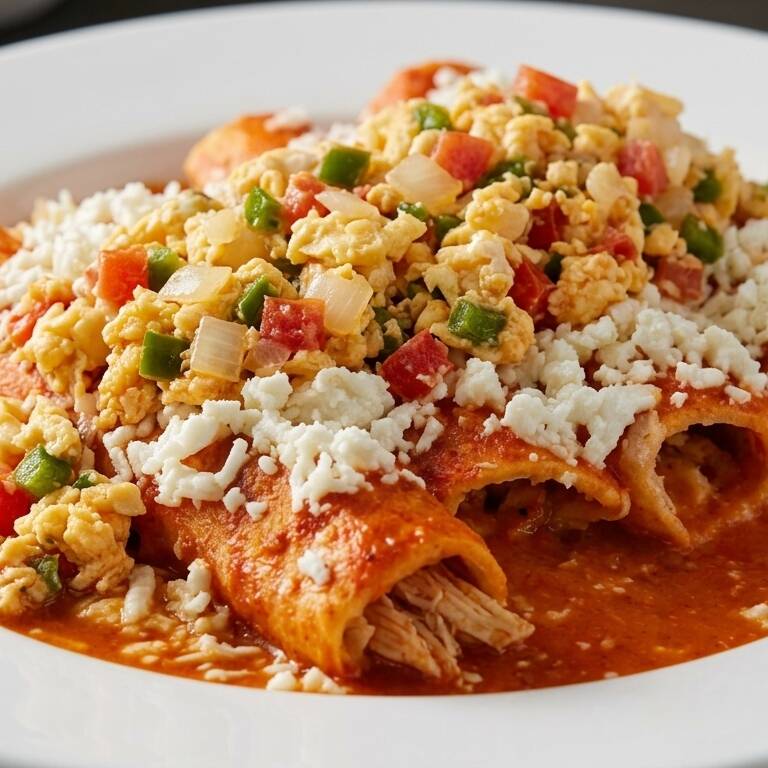 Enchiladas con Huevo a la Mexicana