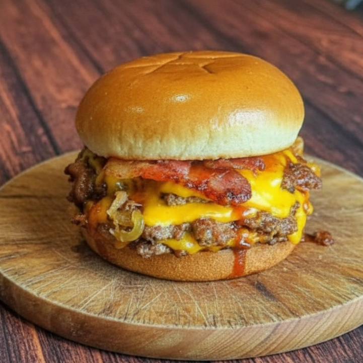 Um lanche intenso e irresistível para quem ama sabores marcantes. Preparado no pão brioche macio, com 2 hambúrgueres suculentos de 130g, bacon em fatias, molho barbecue e a exclusiva maionese da casa, entrega uma combinação perfeita de cremosidade, suculência e muito sabor em cada mordida.