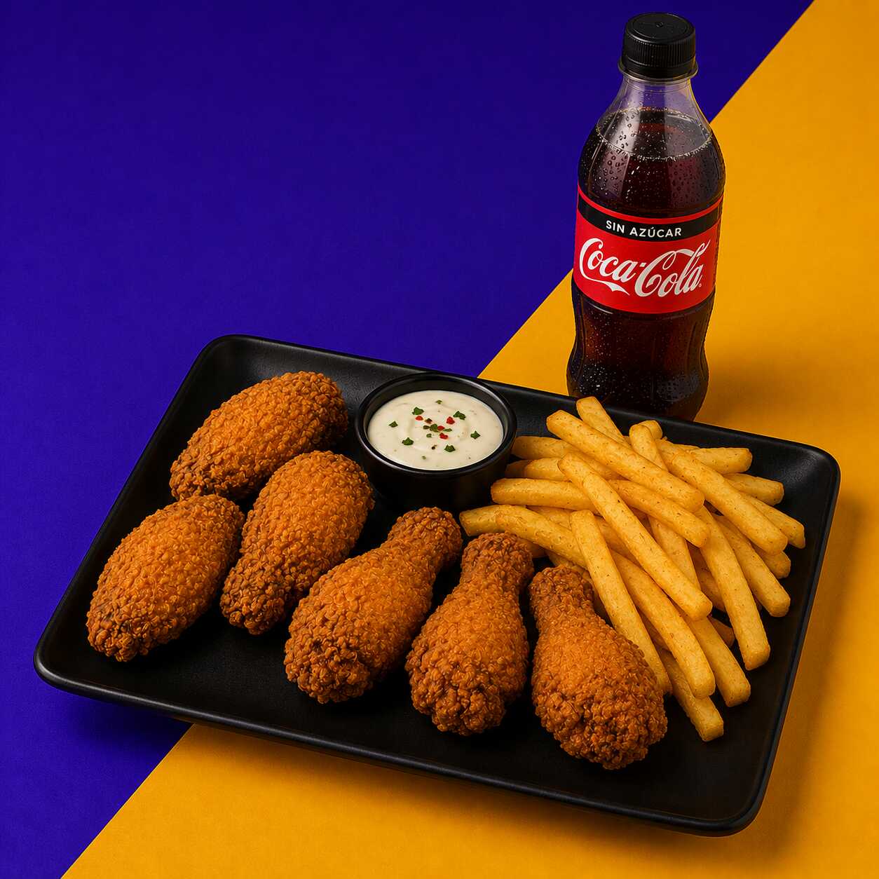 ALITAS PICOSAS 8X6 + BEBIDA